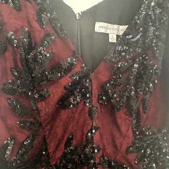 Dress the Population wine and black sequins mini dress - Picture 2 of 4